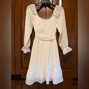 Elegant White Off the Shoulder Long Sleeve Dress